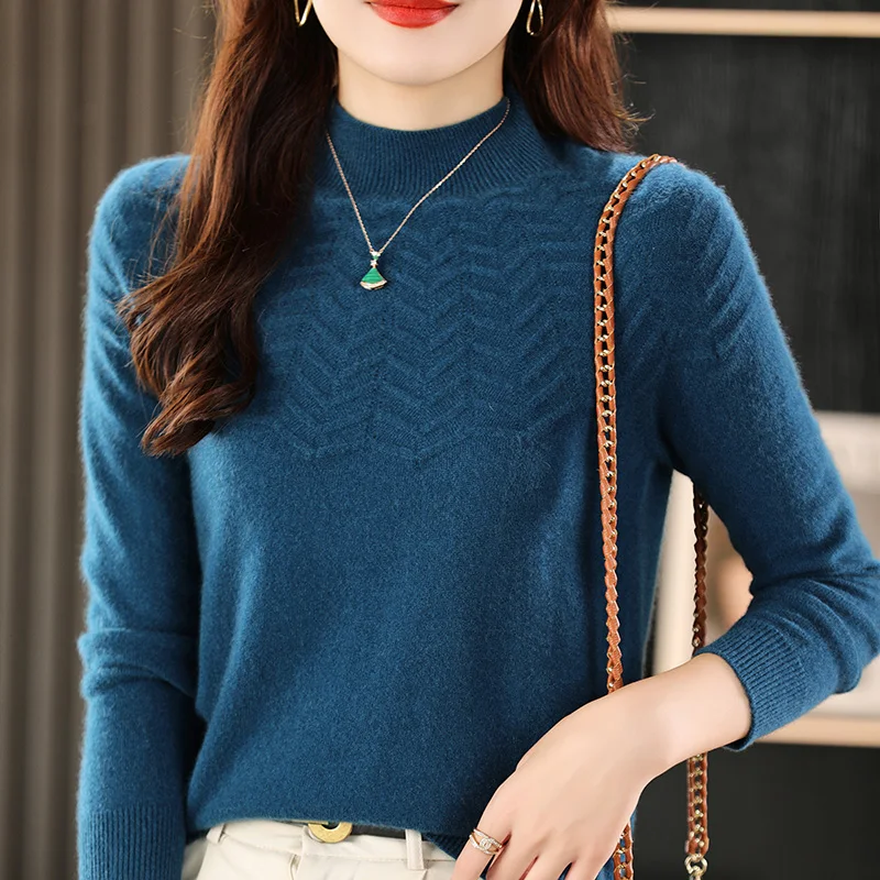 2023 New Autumn and Winter Cashmere Sweater Women Mock Neck Pullover Long Sleeve Knitted Sweater Warm Jumper
2023 New Autumn and Winter Cashmere Sweater Women Mock Neck Pullover Long Sleeve Knitted Sweater Warm Jumper