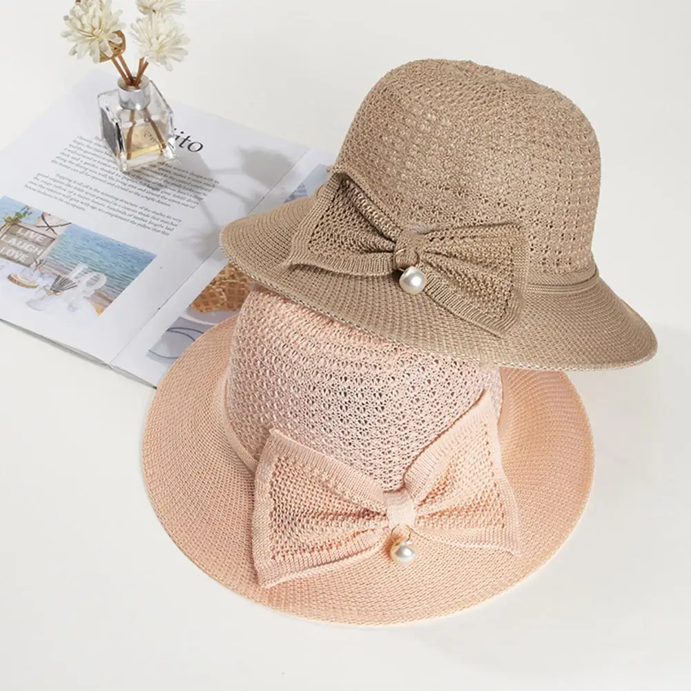 Sun Hat Women Summer Shade Breathable Faux Pearls Bowknot Decor Sun Hat Women Big Brim Floppy Beach Sunscreen Cap Bucket Cap
Sun Hat Women Summer Shade Breathable Faux Pearls Bowknot Decor Sun Hat Women Big Brim Floppy Beach Sunscreen Cap Bucket Cap