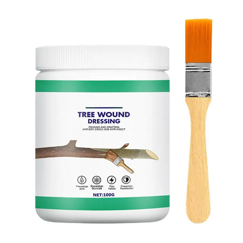 

100g Tree Grafting Paste Tree Wound Paste Smear Agent Tree Pruning Sealer Plant Saw Cuts Coating Pruning Heal Paste with brush