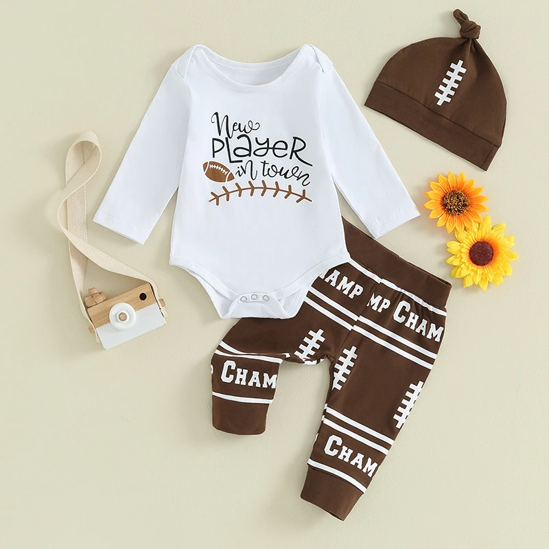 

Toddler Infant Baby Clothing Boys Girls Outfits Print Long Sleeve Romper+ Long Pants + Knot Hat Newborn Set 0-18 Months