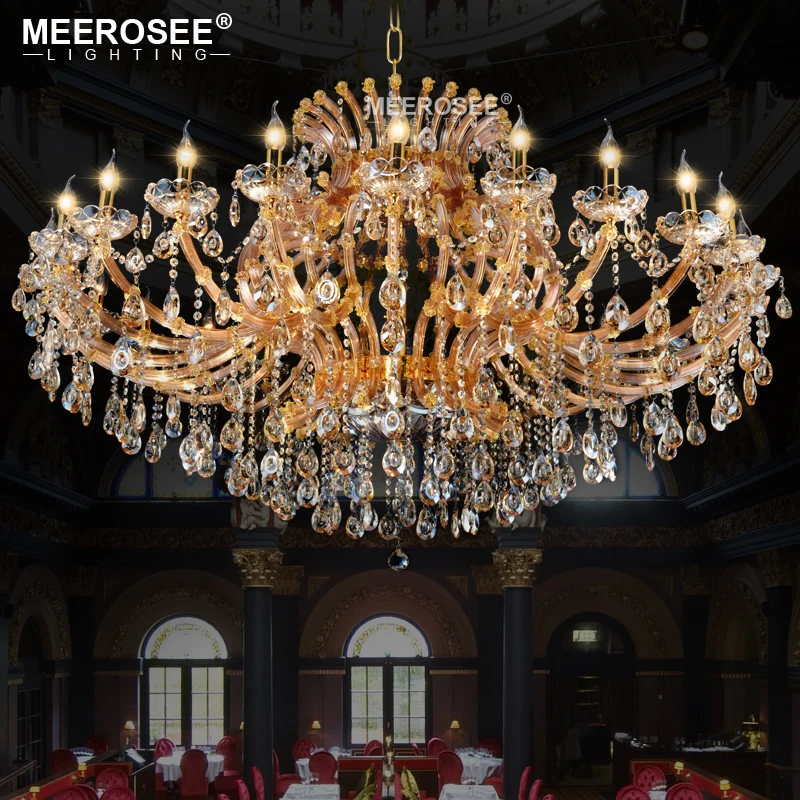 

Luxurious Amber Crystal Chandelier Lighting Maria Theresa Crystal Home Light for Hotel Project Restaurant Lustres Luminaria Lamp
