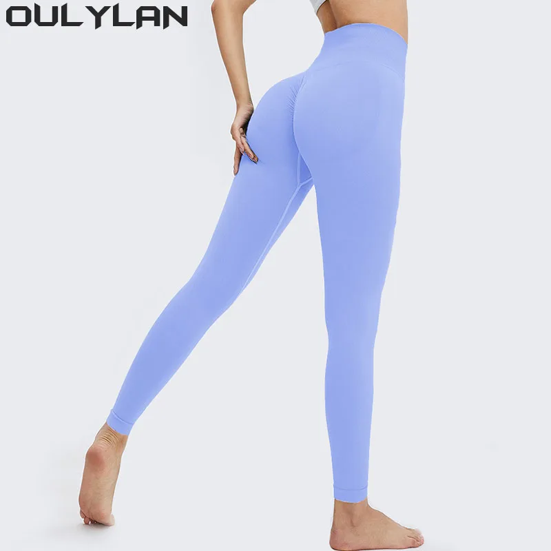 

Oulylan High Waist Nude Yoga Pants 2024 Seamless Fitness Leggings GYM Pants Women's High Waist and Hips Tight Peach Buttocks