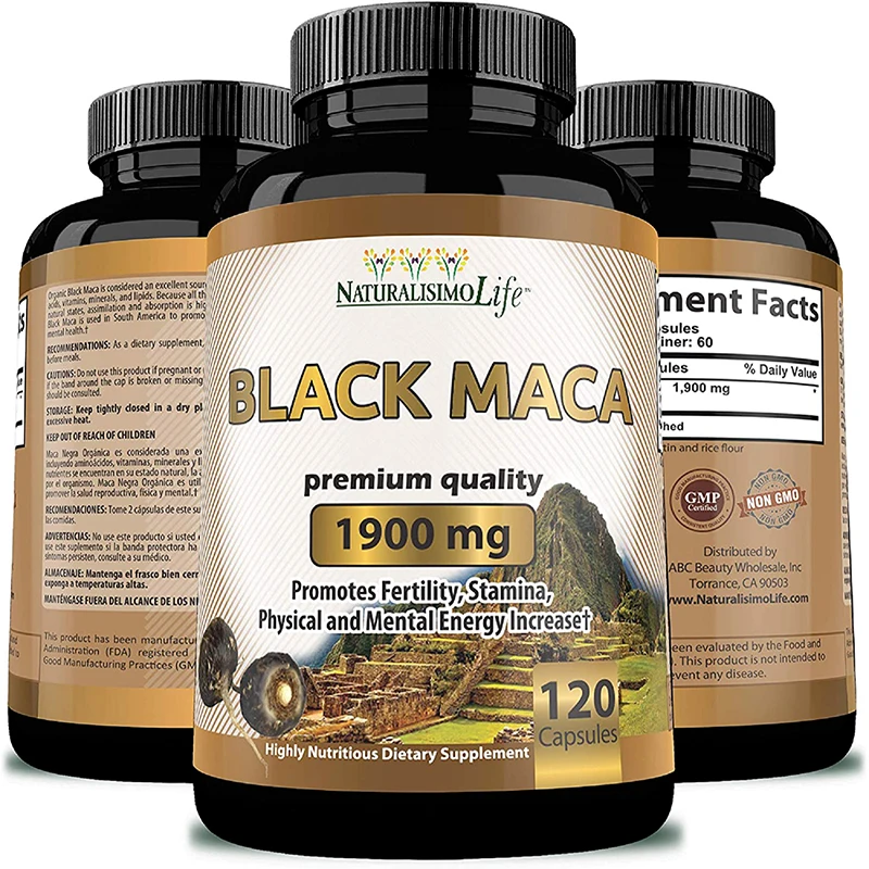 

Organic Black Maca 1,900 mg per serving, natural Peruvian Maca for men and women