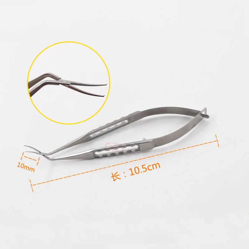 

Stainless steel ophthalmology minimally invasive Hough capsulorhexis forceps 11cm arc angle small incision 1.8