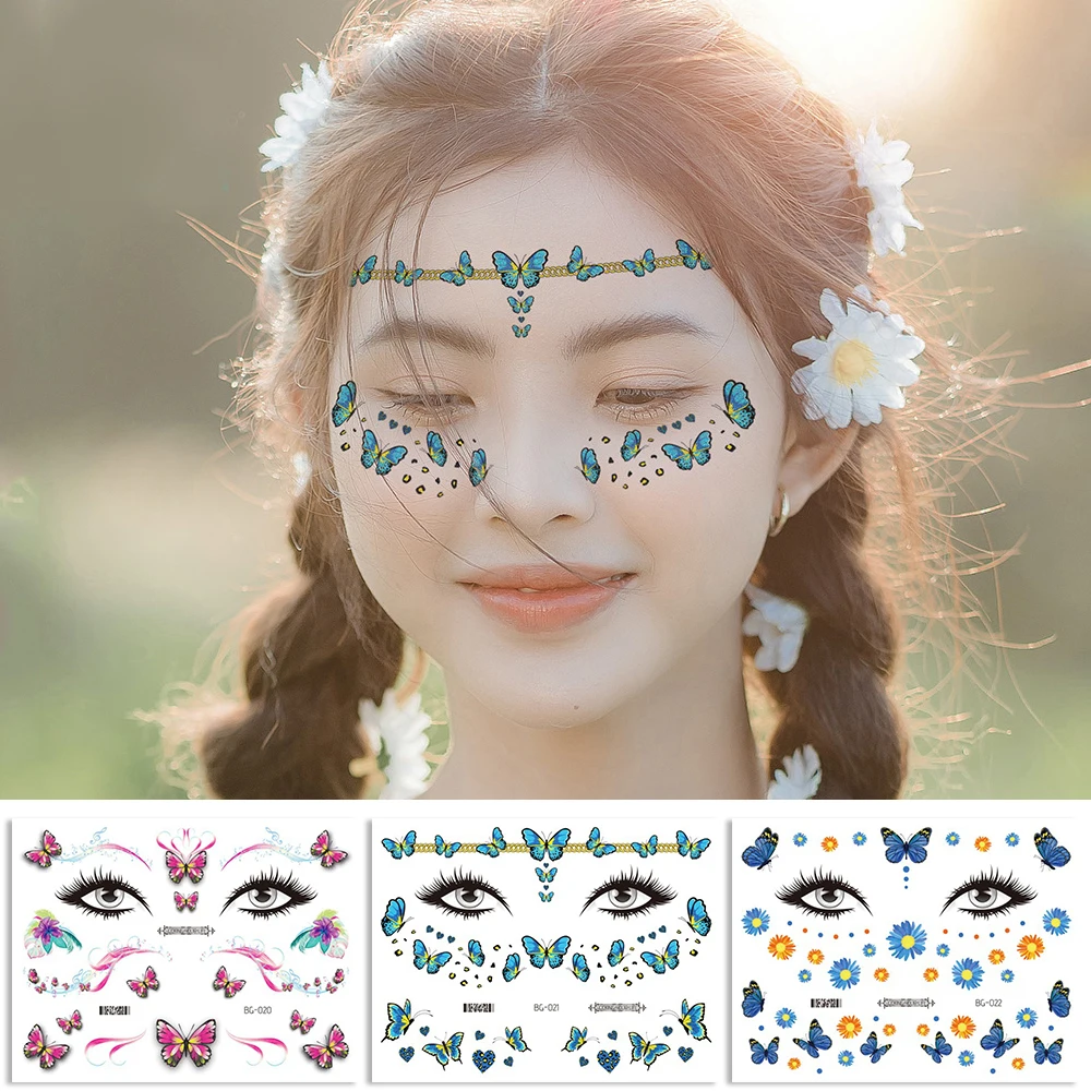 Temporary Tattoo Face Body Glitter Butterfly Flower Sticker Music Festival Party DIY Decoration Tattoo Stickers Waterproof Fresh
Temporary Tattoo Face Body Glitter Butterfly Flower Sticker Music Festival Party DIY Decoration Tattoo Stickers Waterproof Fresh