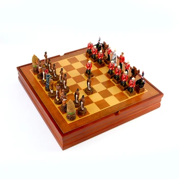 줄루 전쟁 그림 수지 체스 국립 역사 전쟁 테마 보드 게임 장난감 테이블, 럭셔리 나이트 컬렉션 나무 보드 선물