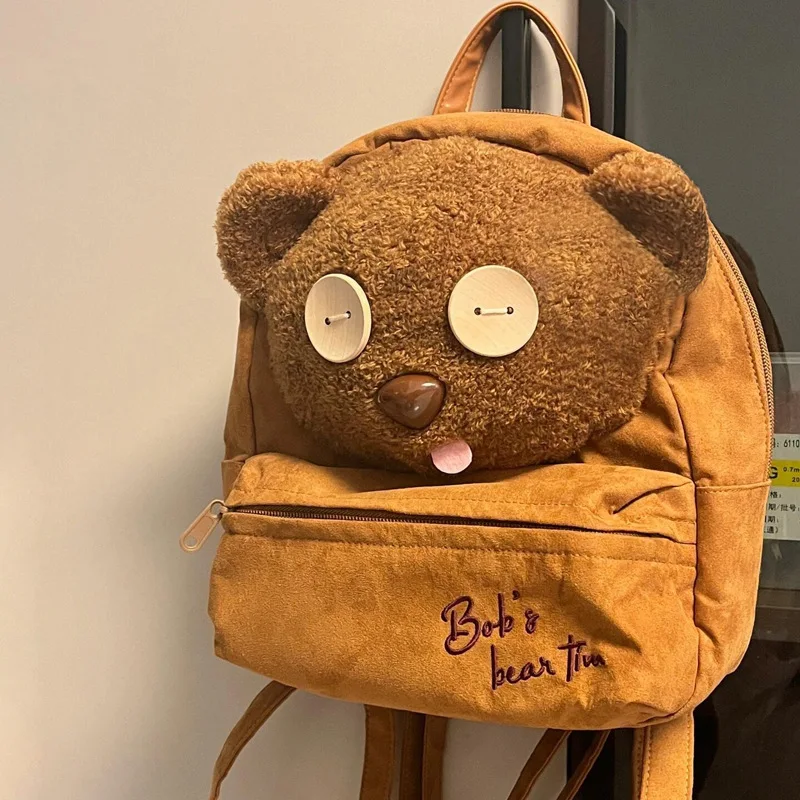 

New women cute cartoon bear plush doll backpack female college students backpack large capacity schoolbag gift