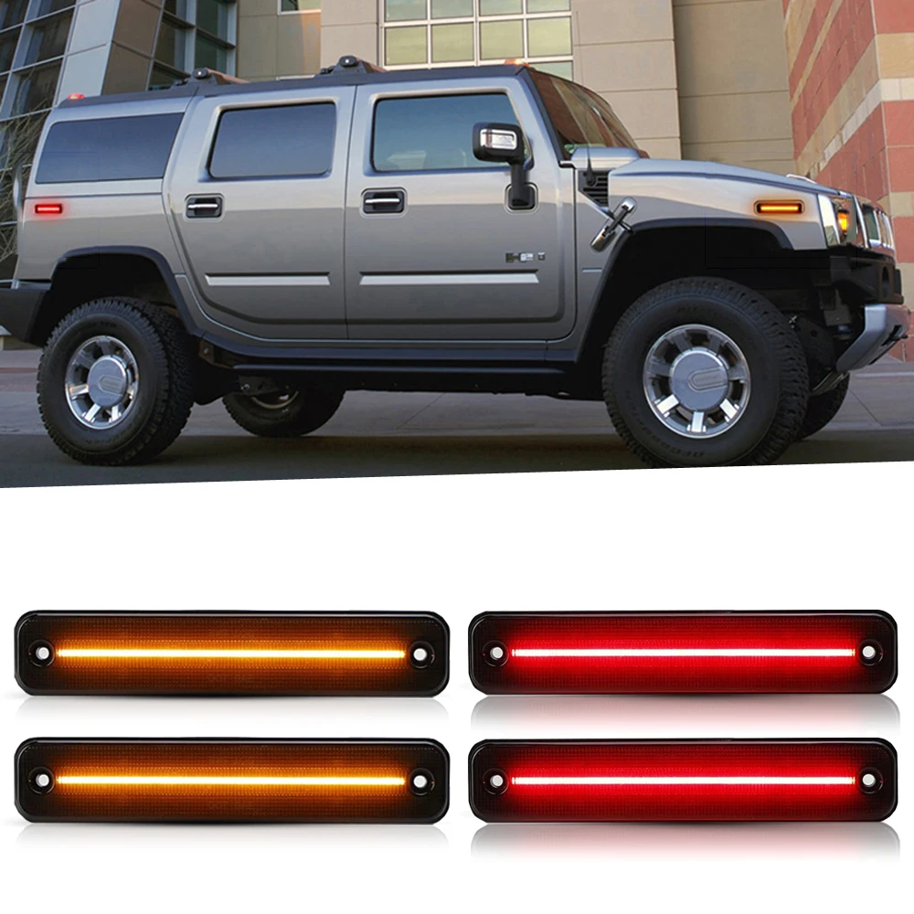 4PCS Amber/Red LED Side Marker Turn Signal lamp Lights For Hummer H2 2003-2009 Replace OEM For Hummer Side marker Lamps
4PCS Amber/Red LED Side Marker Turn Signal lamp Lights For Hummer H2 2003-2009 Replace OEM For Hummer Side marker Lamps