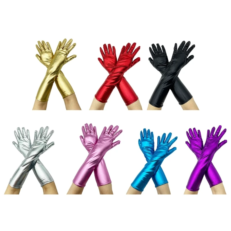 

Metallic Gloves for Women and Girls in Theme Party Comfortable to Wear Elastic Nightclub Stretchy Gloves Summer Dropship