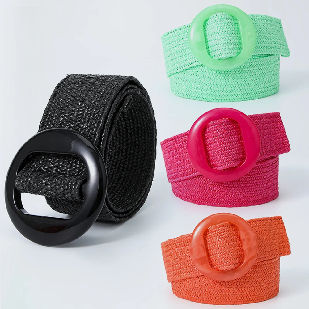Bohemian Straw Braided Belts for Women Candy Color Straw Woven Belt Resin Round Buckle Elastic Wide Waistband Boho Dress Belt
Bohemian Straw Braided Belts for Women Candy Color Straw Woven Belt Resin Round Buckle Elastic Wide Waistband Boho Dress Belt