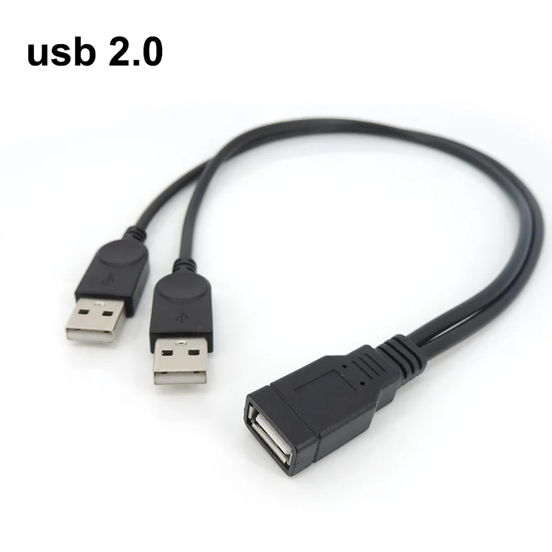

USB 2.0 A female to USB male 2 Double Dual Power Supply USB Female Splitter Extension data Cable HUB Charge for Printers W1