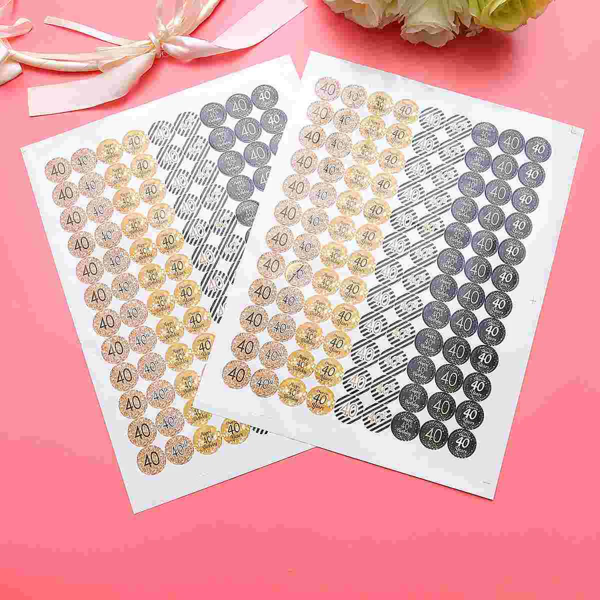 

2 Sheets Number Stickers Birthday Party Decoration 40 Years Old Stickers Party Supplies Decoration for Birthday Anniversary