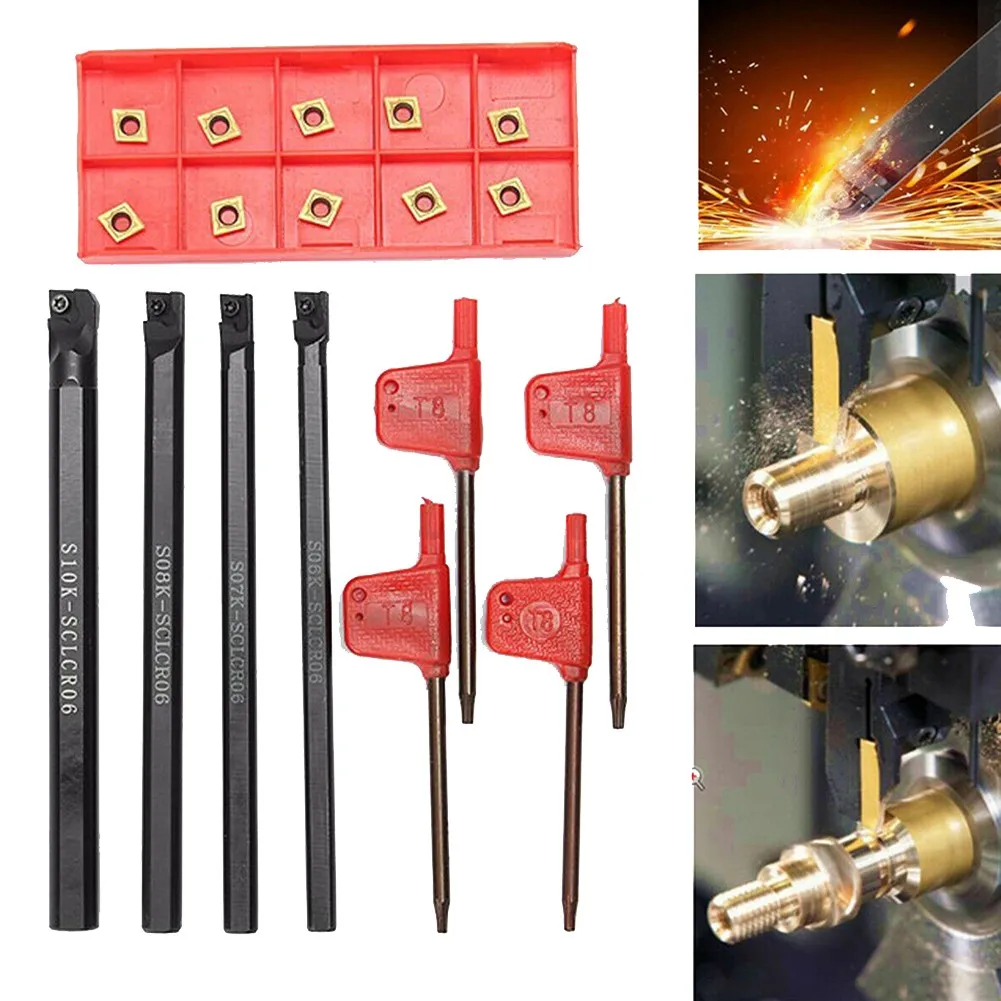 6/7/8/10mm SCLCR06 Turning Tool Lathe Boring Bar & 10pcs CCMT060204-HM Insert 45HRC Holder Profiling Bar For Metal Finishing
6/7/8/10mm SCLCR06 Turning Tool Lathe Boring Bar & 10pcs CCMT060204-HM Insert 45HRC Holder Profiling Bar For Metal Finishing
