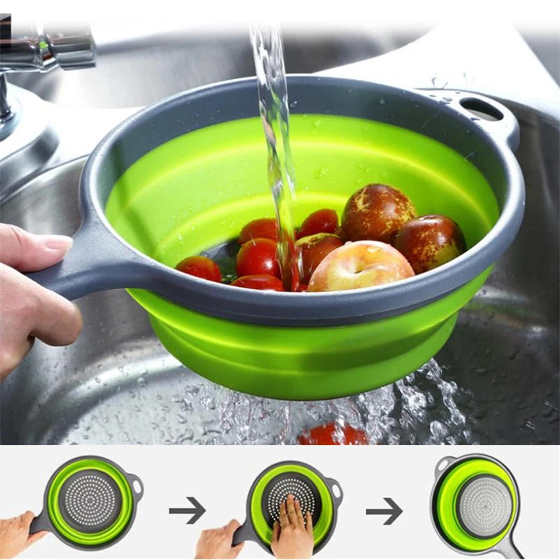 1PC Foldable Handle Silicone Plastic Colander Drain Basket Fruit Vegetable Washing Strainer Drainer Kitchen Tools Accessories
1PC Foldable Handle Silicone Plastic Colander Drain Basket Fruit Vegetable Washing Strainer Drainer Kitchen Tools Accessories