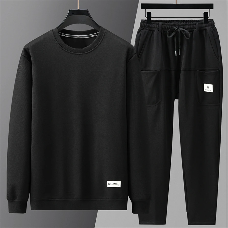 

Men's Tracksuit Jogger Sportswear Spring Autumn Suit Men Sweatpants Sweatshirt Fashion Casual Solid Sets Plus Size 10XL