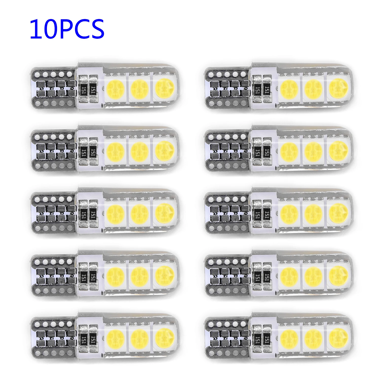 

Silicone Shell Canbus LED White 12V DC License Plate 10pcs T10 194 W5W Car T10-5050-6SMD Super Bright Energy Saving
