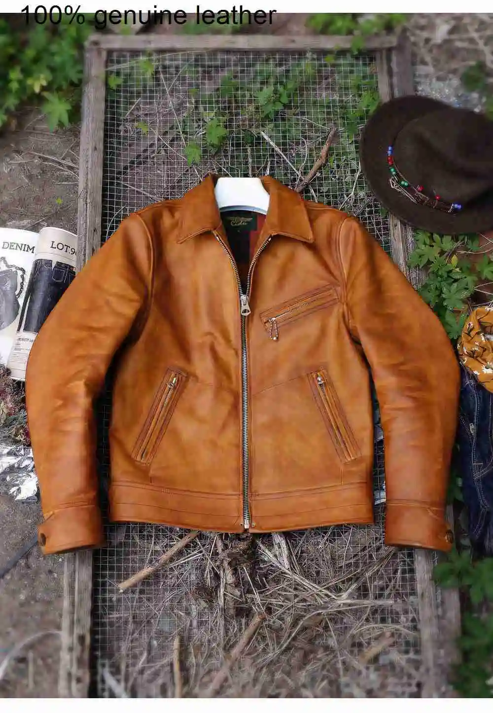 thick High quality Brand classic 1.3mm oil cowhide jacket,man brown slim genuine coat,vintage biker leather clothes 
thick High quality Brand classic 1.3mm oil cowhide jacket,man brown slim genuine coat,vintage biker leather clothes