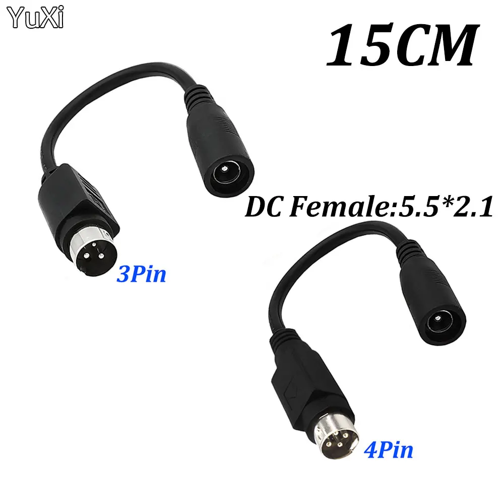 

15cm DC 5.5X2.1mm 5.5*2.5mm Female to Round Head 3-pin 4-pin Male Plug Printer Power Adapter Cable