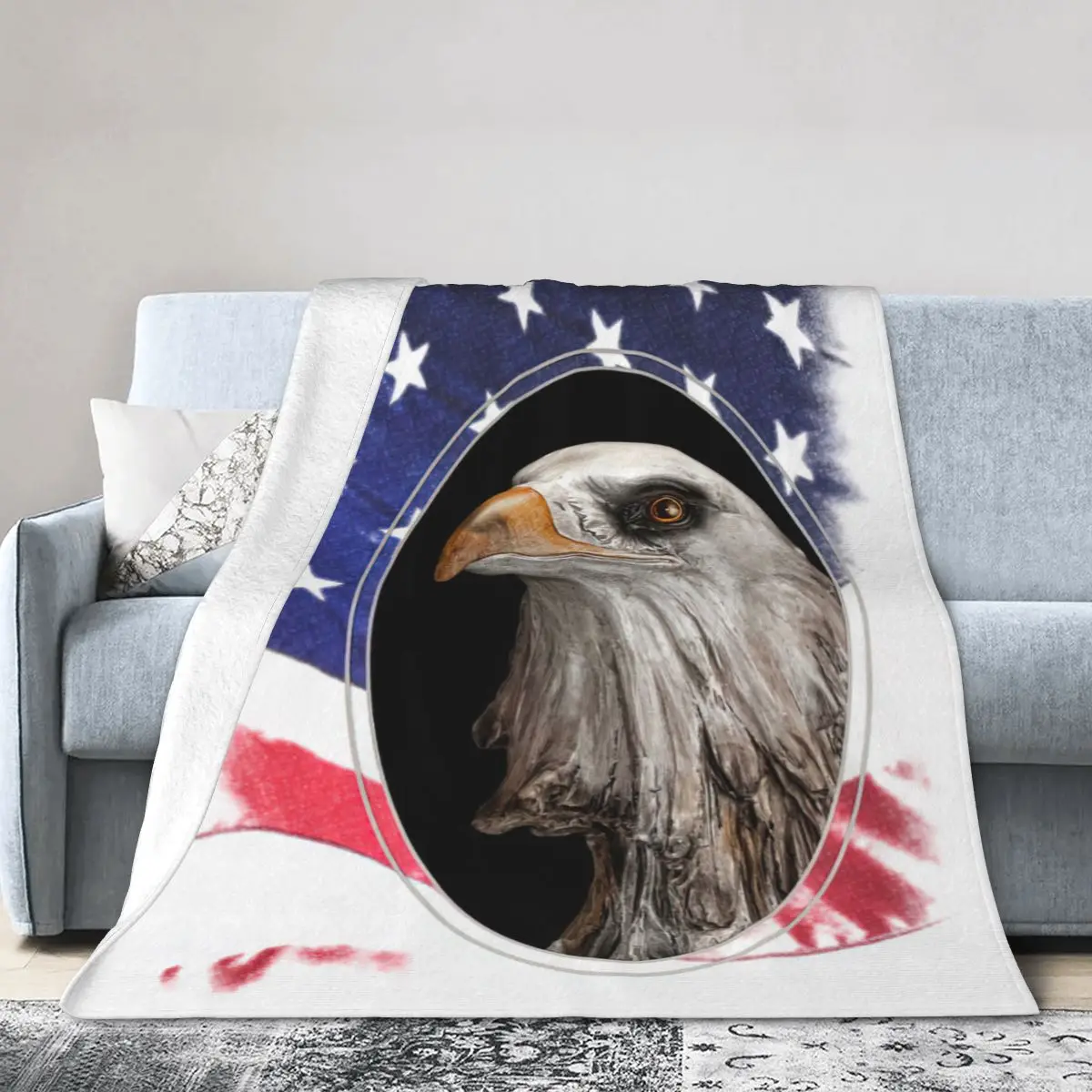 

Eagle American Flag Flannel Fleece Blanket For Kids Teens Adults Soft Cozy Warm Fuzzy