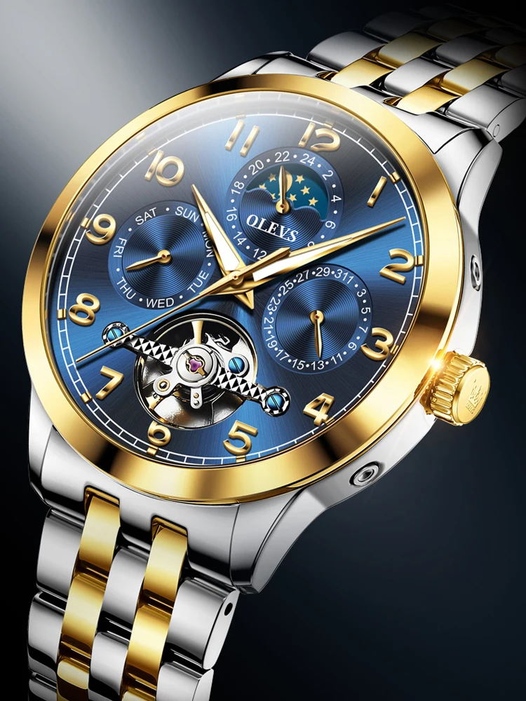 

OLEVS Men Wristwatch Automatic Mechanical Military Sport Tourbillon Male Clock Top Brand Luxury Waterproof Watch reloj hombre
