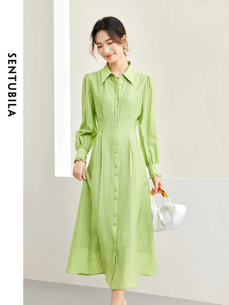 SENTUBILA Green Polo Collar Solid Shirt Dress Elegant 2024 Spring Female Button Up Long Sleeve Midi Dresses Clothing 141L53392
SENTUBILA Green Polo Collar Solid Shirt Dress Elegant 2024 Spring Female Button Up Long Sleeve Midi Dresses Clothing 141L53392
