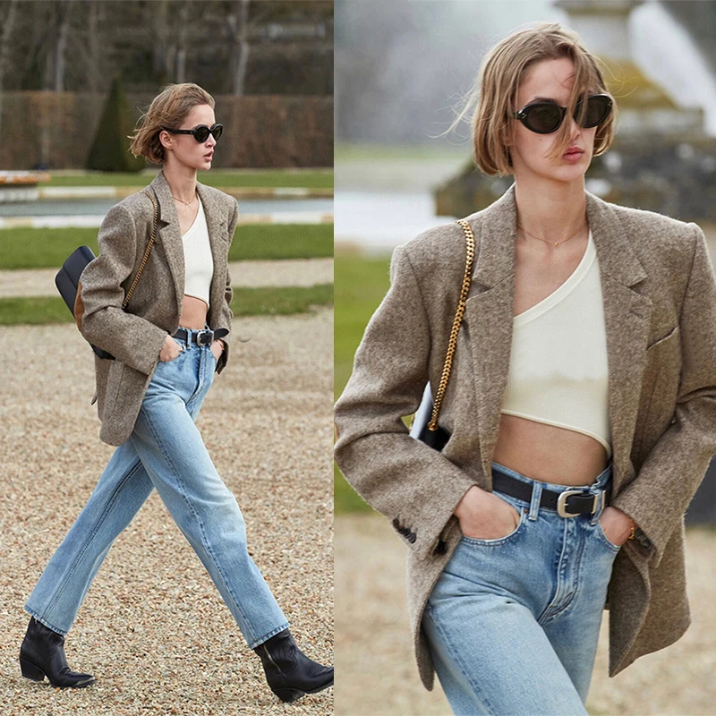 Women's Suit Jacket Wool Suit Collar Spring and Autumn Temperament Professional Loose Jacket
Women's Suit Jacket Wool Suit Collar Spring and Autumn Temperament Professional Loose Jacket