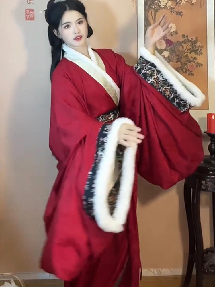 Red Festive Chinese New Year Celebration Can Wear Women's Han Clothing Autumn and Winter Double-Layer Trailing Robe
Red Festive Chinese New Year Celebration Can Wear Women's Han Clothing Autumn and Winter Double-Layer Trailing Robe