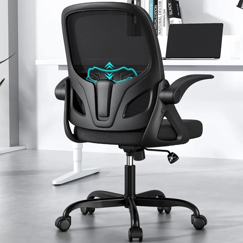 

Support Ergonomic Mesh Office Chair with Wheels and Flip-up Armrests Adjustable Height Swivel Computer Chair for Home and Office