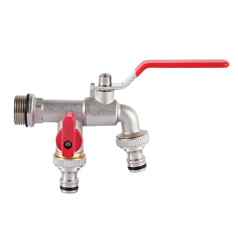 

1PC Double Head Water Faucet 1/2'' 3/4'' Water Splitter Connector Coupling Adapter Valve Switch Garden Hose Irrigation Tap Joint