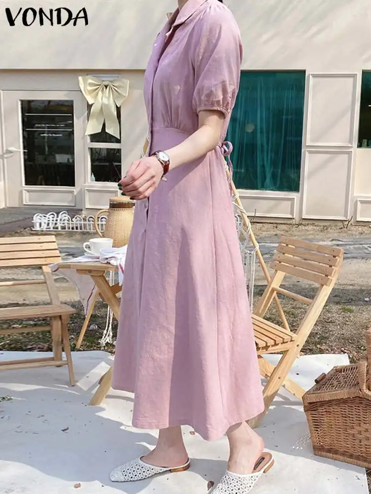 Summer Dress 2023 VONDA Fashion Women Short Sleeve Midi Sundress Elegant Button Up Bandage High Waist Party Vestidos Robe
Summer Dress 2023 VONDA Fashion Women Short Sleeve Midi Sundress Elegant Button Up Bandage High Waist Party Vestidos Robe