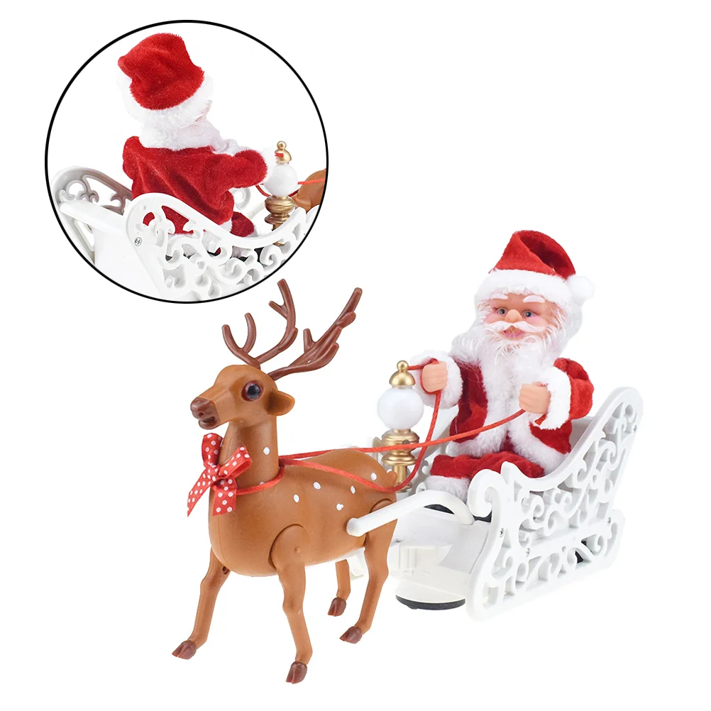

Santa Claus Elk Car: Santa Claus Elk Sled Musical Christmas Santa Claus and Deer Home Decoration Xmas Playing Toys for Home