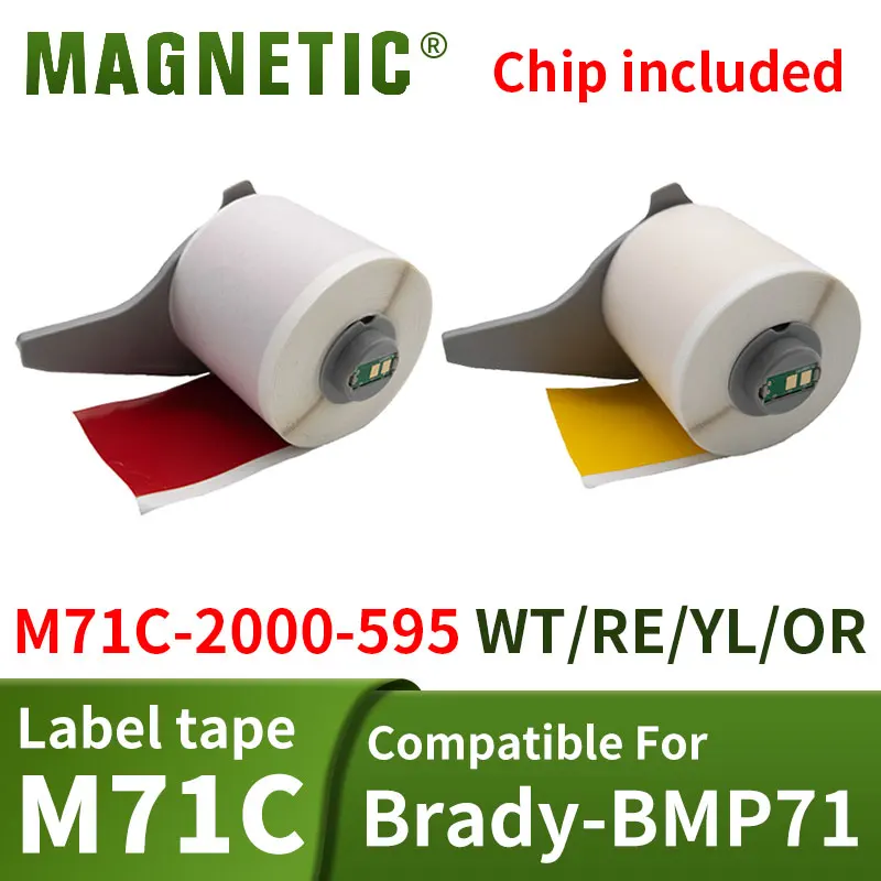 

1PCS Compatible BMP71 Label Tape 57.6mm*15.3m For Brady M71C-2000-595-YL/WT/RD/OR Color polyolefin Outdoor label pipeline B595