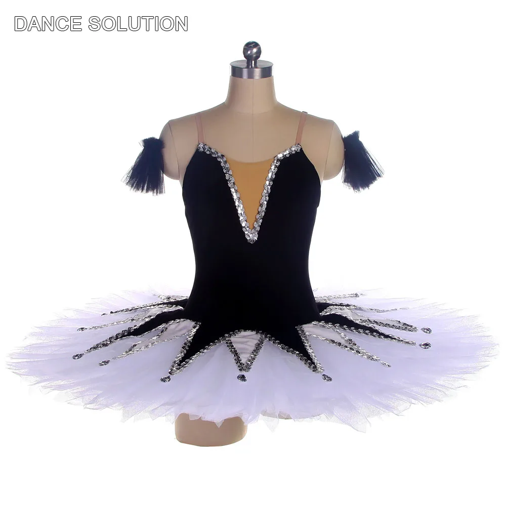 Ballerina Professional Ballet Costume Black Stretch Velvet Bodice with White Pancake Tutu Skirt Stage Performance Tutus BLL445
Ballerina Professional Ballet Costume Black Stretch Velvet Bodice with White Pancake Tutu Skirt Stage Performance Tutus BLL445