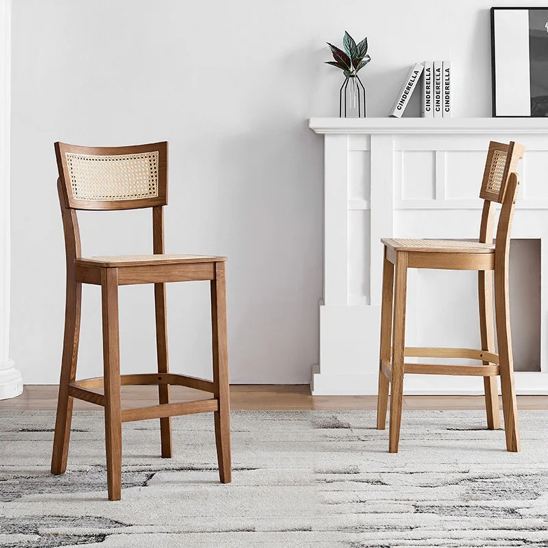 Nordic Rattan Woven Sitting Surface High Stools Solid Wood Bar Stools for Kitchen Restaurant Bar Chairs Front Desk Counter Stool
Nordic Rattan Woven Sitting Surface High Stools Solid Wood Bar Stools for Kitchen Restaurant Bar Chairs Front Desk Counter Stool