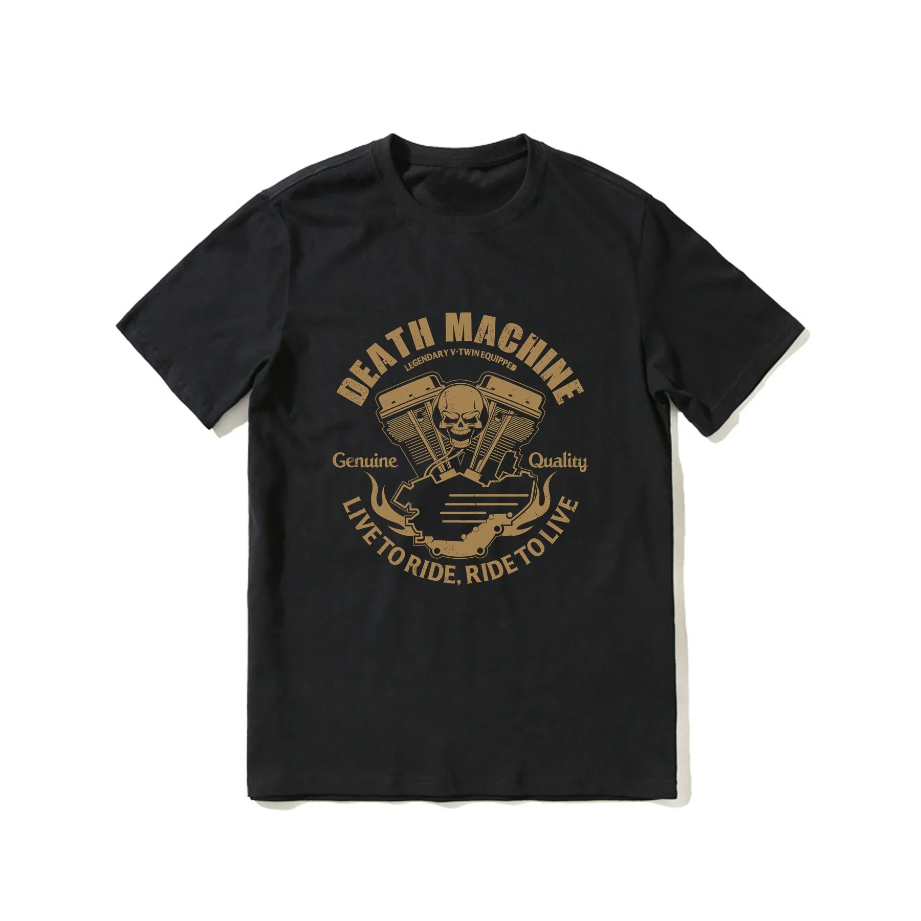 

2023 Hot Sale Summer 100% Cotton Death Machine Biker Motorcycle Motorbike T Shirt Men Short Sleeves Hip Hop Streetwear T-shirt