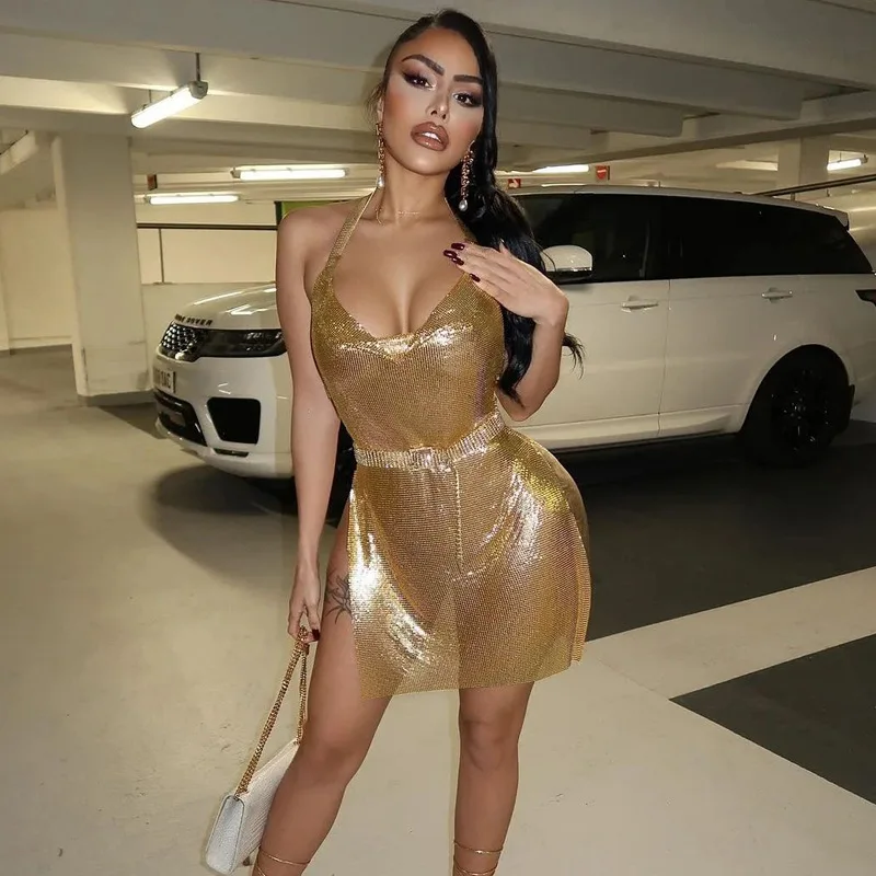 SKMY Halter Neck Dress 2022 Summer New Sexy Party Backless Slim Solid Color Split Dress Glitter Club Outfits For Women
SKMY Halter Neck Dress 2022 Summer New Sexy Party Backless Slim Solid Color Split Dress Glitter Club Outfits For Women