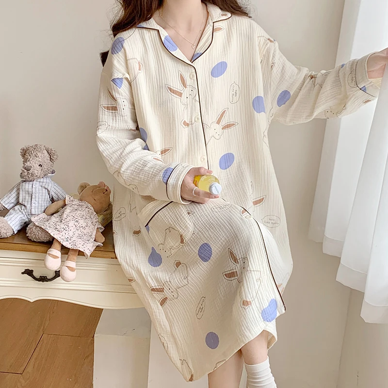 

100% Cotton Double Gauze Maternity Nursing Robes Breastfeeding Sleepwear for Pregnant Women Youth Pregnancy Nightdress Hospital