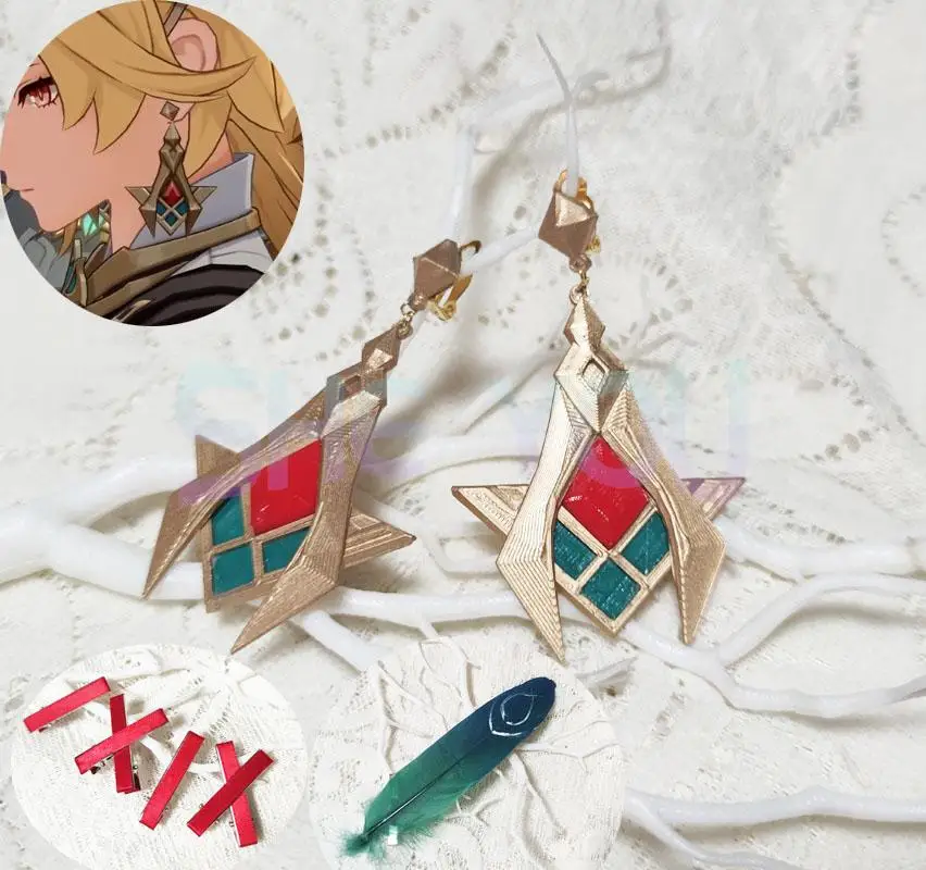 Genshin Impact Sumeru Kaveh Cosplay Earrings Ear Clip Hairpins Feather Headwear Halloween Costume Accessory 
Genshin Impact Sumeru Kaveh Cosplay Earrings Ear Clip Hairpins Feather Headwear Halloween Costume Accessory