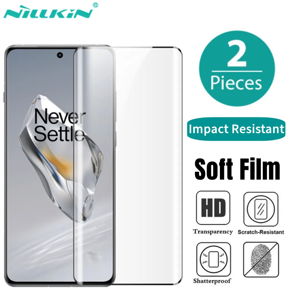

For Oneplus 12 Screen Protector 2PCS Nillkin Impact Resistant Soft Curved Film HD Full Glued For One Plus 12 Film With Tools