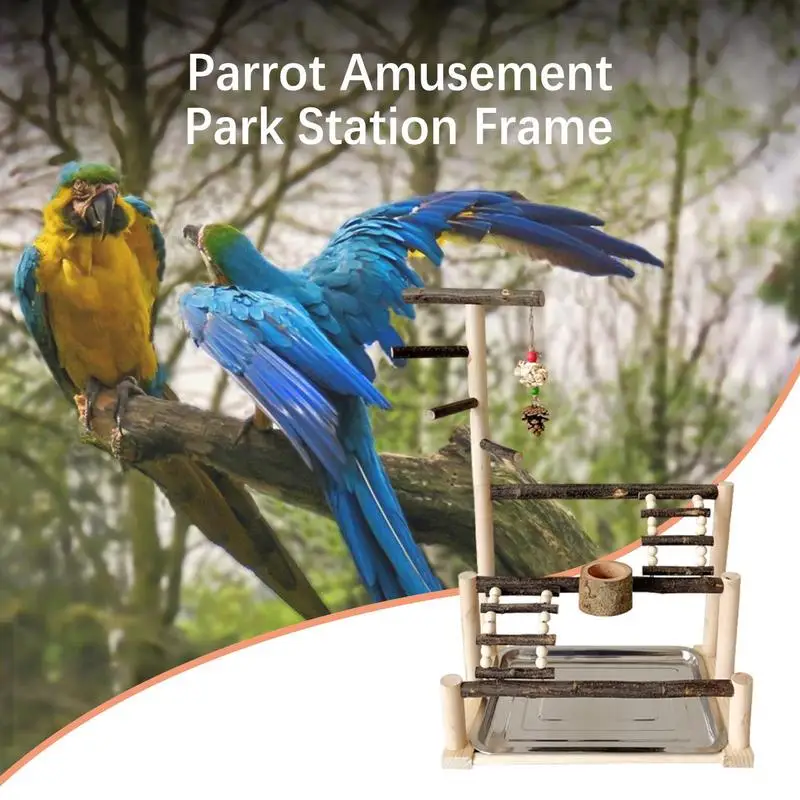 

Bird Stands For Parrots Birds Cage Perch Cage Hanging Wood Birds Perch Parrot Toys Stand Holder Natural Wood Swing Pet Supplies