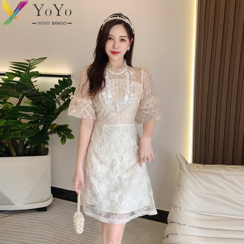 Elegant White Lace Beaded Drill Embroidered Mesh Voile Puff Sleeve Slim Prom Formal Party Dress
Elegant White Lace Beaded Drill Embroidered Mesh Voile Puff Sleeve Slim Prom Formal Party Dress
