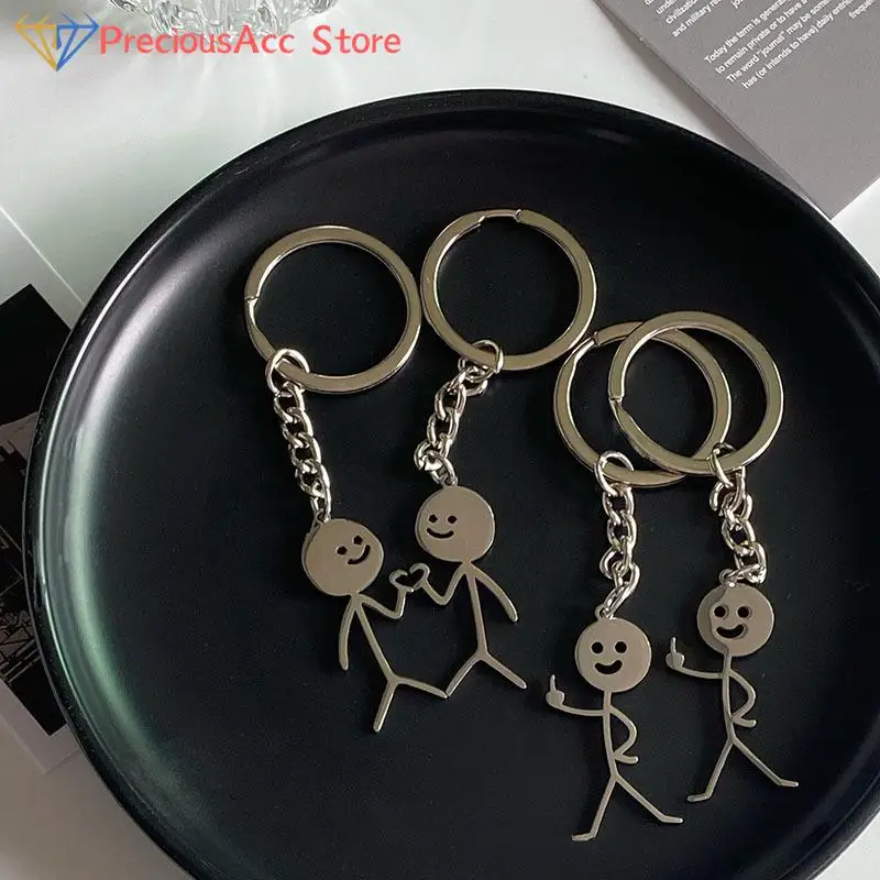 

Splicing Heart Fuxk You Middle Finger Stickman Keychain Women Men Lover Stainless Steel Bag Car Key Pendant Keyring Jewelry Gift