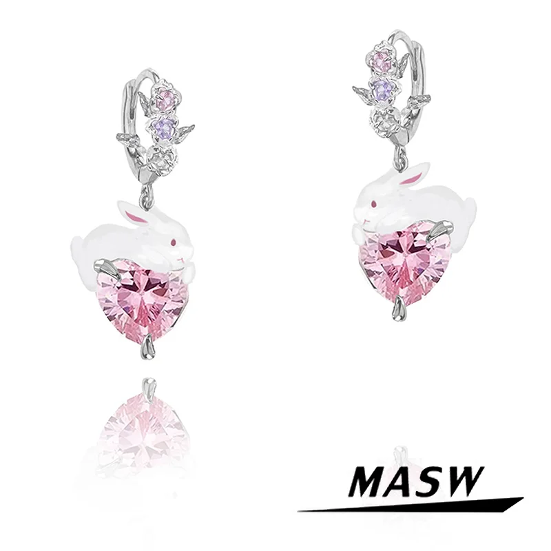 MASW Original Design Lovely Jewelry High Quality Brass Simulated Pearl Pink Glass Cute Rabbit Earrings For Women Girl Gift
MASW Original Design Lovely Jewelry High Quality Brass Simulated Pearl Pink Glass Cute Rabbit Earrings For Women Girl Gift