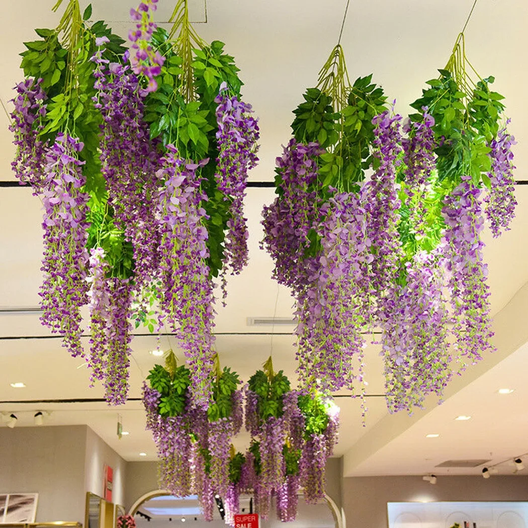 12pcs Wisteria Artificial Flower Vine Wreath Wedding Arch Decoration Leaf Rattan Trailing Silk Flower Ivy Wall Decoration Plants
12pcs Wisteria Artificial Flower Vine Wreath Wedding Arch Decoration Leaf Rattan Trailing Silk Flower Ivy Wall Decoration Plants