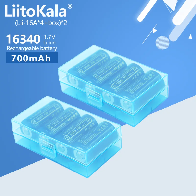 

24PCS LiitoKala Lii-16A 16340 700mAh Li-ion Battery CR123A Rechargeable Batteries 3.7V CR123 for Laser Pen LED Flashlight Cell