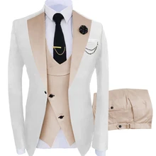 ( Jacket   Vest   Pants )Suits for Mens 2023 Casual Business Suit High-end Social Formal Suit 3 Pcs Set Groom Wedding Men