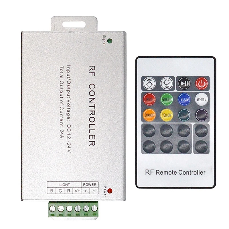 LED Controller 12-24V Low Pressure RF Colorful 20-Key Remote Control RGB Light Bar Dimming Controller
LED Controller 12-24V Low Pressure RF Colorful 20-Key Remote Control RGB Light Bar Dimming Controller