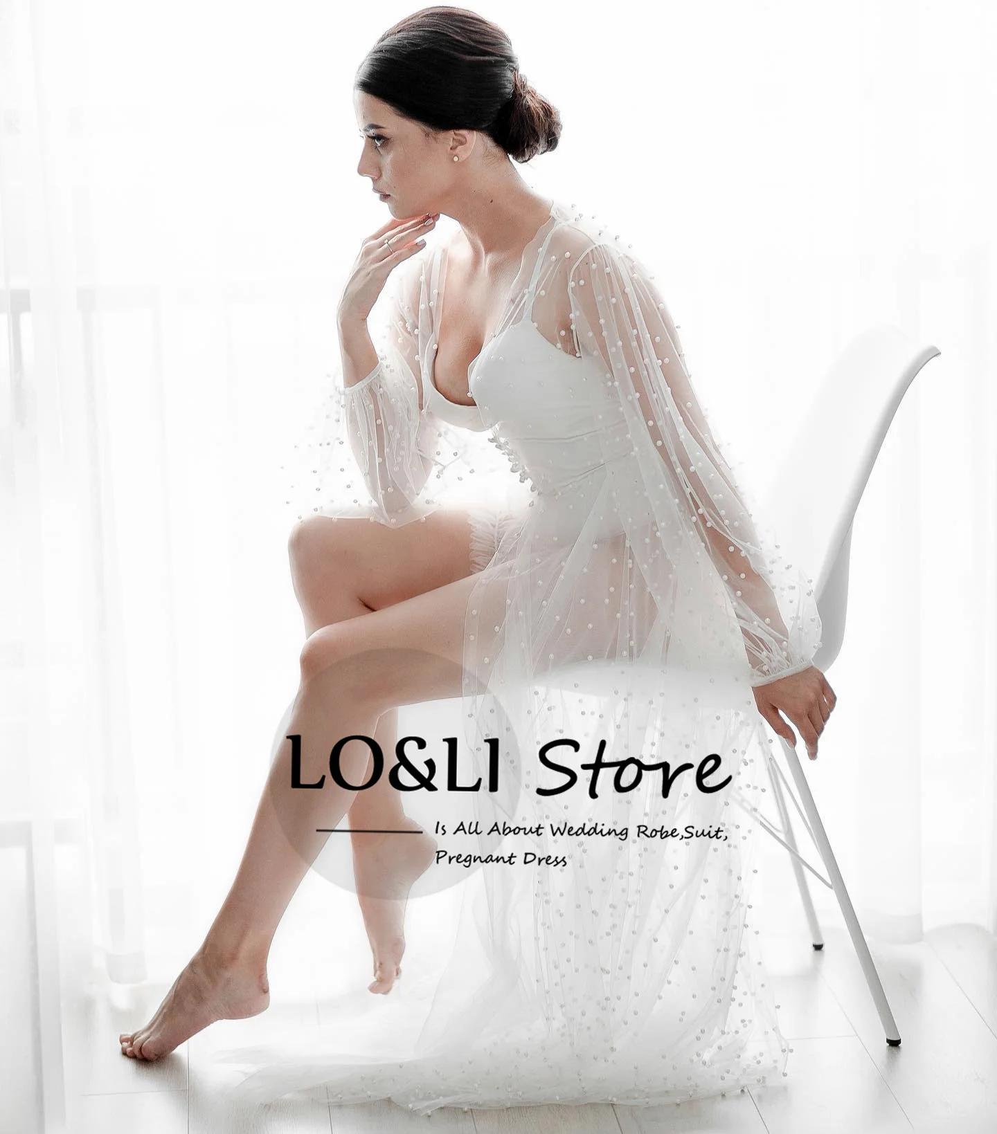 Pearl Robe for Bride Women Wedding See Through Sexy Pajamas Lantern Sleeve Female Bridal Bathrobe Long Maternity Photoshoot
Pearl Robe for Bride Women Wedding See Through Sexy Pajamas Lantern Sleeve Female Bridal Bathrobe Long Maternity Photoshoot