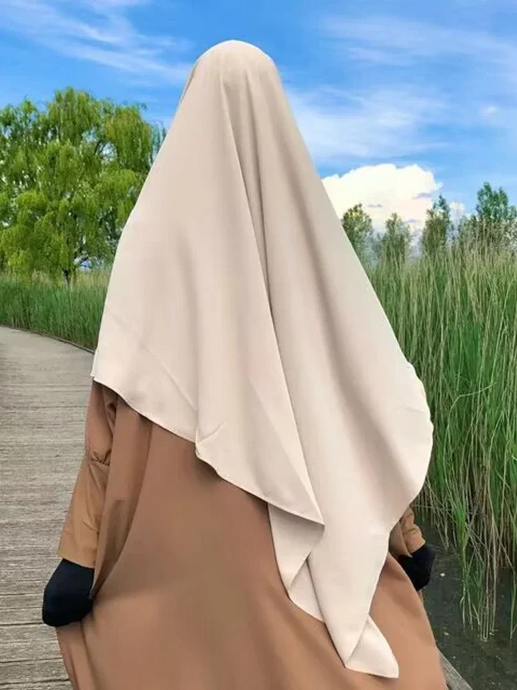 

Длинный хиджаб Рамадан с вуалью, Женский хиджаб, топы без рукавов, мусульманский молитвенный шарф, абайя, Niqab, головной платок, джилбаб, мусульманская одежда