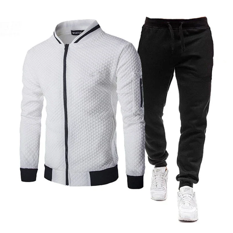

2023 new Jackets Sweatpants Male Set Arm Stripes Coat Pants Men's Tracksuit Casual Sportswear Men's Clothing